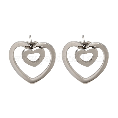 Серьги-гвоздики в форме сердца из нержавеющей стали 304 EJEW-C118-03C-1