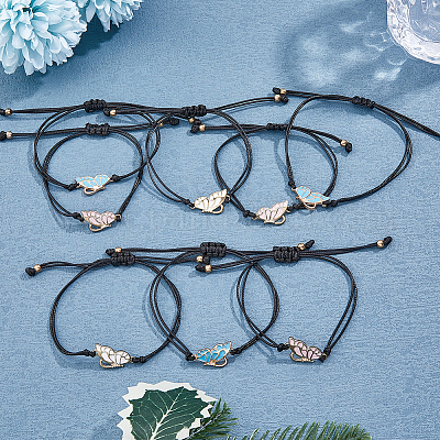 3 комплект 3-цветных браслетов с эмалированными звеньями из сплава бабочек BJEW-FI0001-09-1