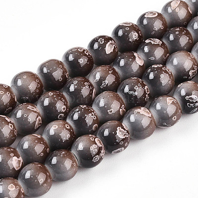 Выпечка окрашенные стеклянные бусины пряди DGLA-N008-8mm-09-1