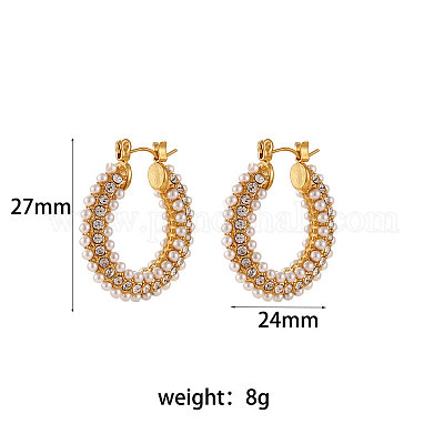 Серьги-кольца из нержавеющей стали 304 с прозрачным кубическим цирконием FS-WG9488F-01-1