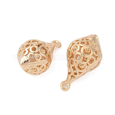 Полые латунные подвески со стразами KK-G532-07G-1