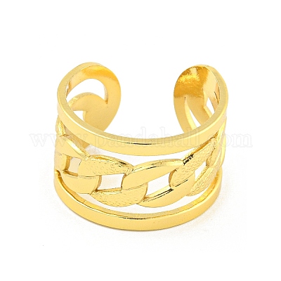 Овальные панцирные цепи из нержавеющей стали 304 с широкими открытыми манжетами для женщин RJEW-G321-16G-1