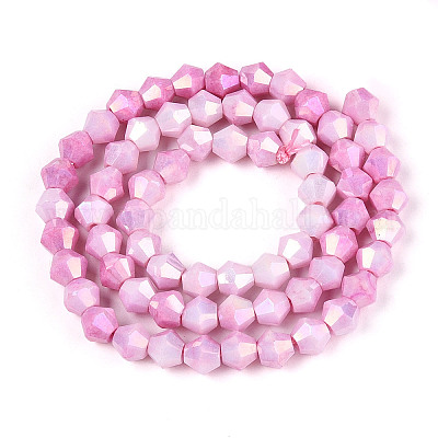 Антикоррозийные гальванические биконические стеклянные бусины EGLA-T021-6mm-16-03-1