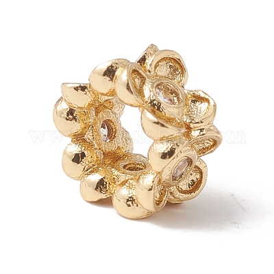 Экологически чистые стойки покрытие латунь микро паве кубический цирконий европейские бусины KK-F835-19C-G-1