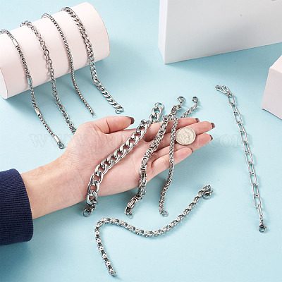 Браслеты-цепочки унисекс из нержавеющей стали 304 BJEW-TA0001-05P-1