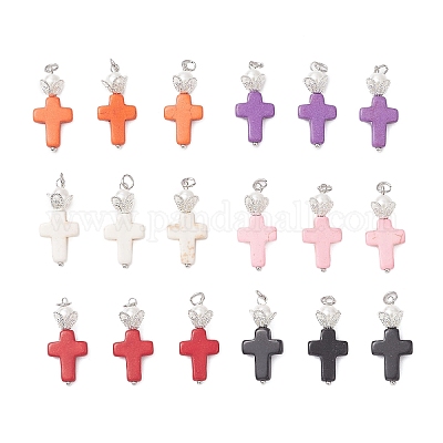 18шт 6 цвета окрашенные подвески из синтетической бирюзы PALLOY-JF04448-1