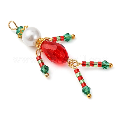 2 шт. рождественские подвески в виде человека из стеклянных бусин PALLOY-MZ00783-1