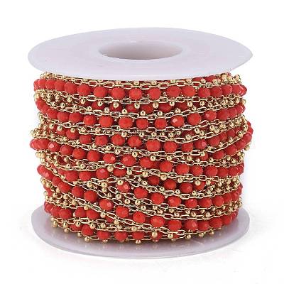 Латунные граненые стеклянные цепочки ручной работы из бисера CHC-F012-04A-1