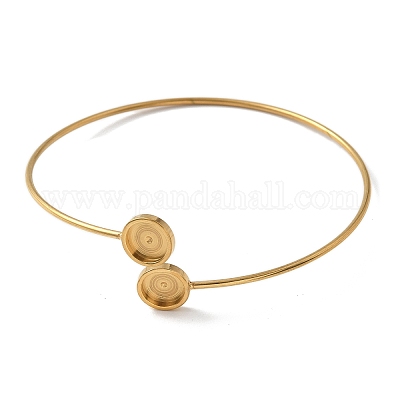 Заготовки для браслетов-манжет из нержавеющей стали 304 с круглым подносом STAS-Z088-03B-G-1