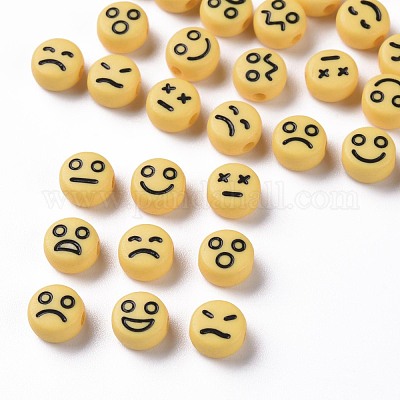 Непрозрачные светлые акриловые бусины цвета хаки MACR-N008-42-C04-1