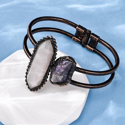 Браслеты из натуральных бусин розового кварца и аметиста G-B150-05R-06-1