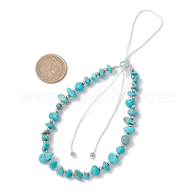 Синтетические бирюзовые ремешки для мобильных телефонов HJEW-JM03327-01-1