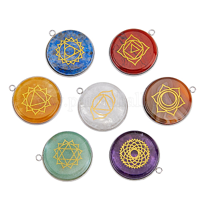 1 набор из 7 стилей подвесок из натуральных и синтетических камней FIND-DC0001-38-1