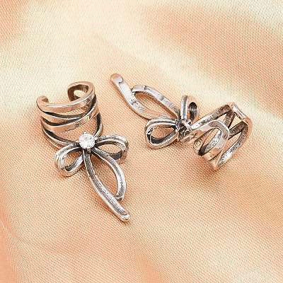 Серьги-манжеты с бантом из хирургической нержавеющей стали 316 EJEW-C160-02AS-1