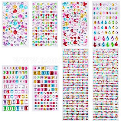 8 шт. 7 стиля акриловых страз самоклеящиеся наклейки STIC-SP0001-11-1