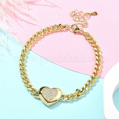 Латунь микро проложить кубические циркониевые браслеты BJEW-S158-02G-B-1