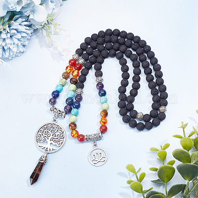 Ожерелье с подвеской из натурального желтого тигрового глаза NJEW-AB00016-02-1