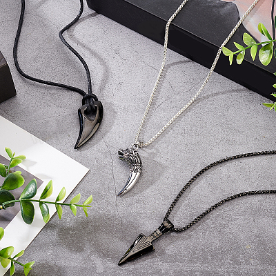 3 шт. 3 стиля ожерелья с подвесками в виде рога NJEW-AN0001-45-1