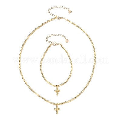 Комплекты украшений из латунных круглых бусин SJEW-JS01348-1