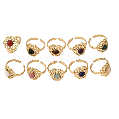 Регулируемые открытые манжетные кольца из нержавеющей стали 304 RJEW-A071-05G-1