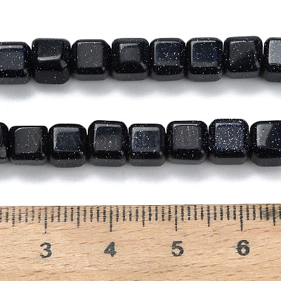 Синтетический синий авантюрин бисер нитей G-L642-C01-6x6mm-1