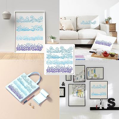 Волна домашнее животное пластиковые выдалбливают рисунок трафареты шаблоны DIY-WH0244-280-1