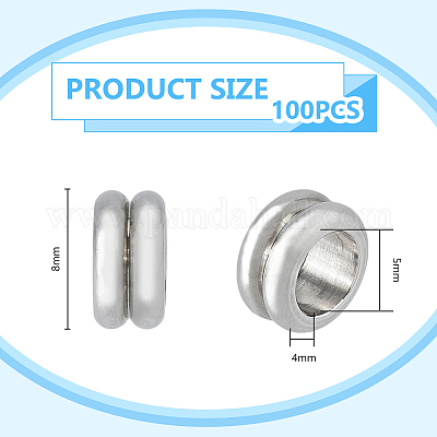 201 нержавеющая сталь рифленые европейские бусины STAS-DC0015-64-1