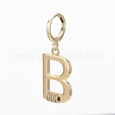 Серьги-кольца Huggie из латуни с прозрачным фианитом и прозрачным фианитом KK-R117-047-NF-1