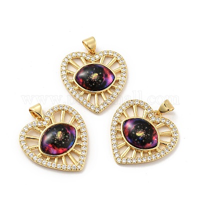 Подвески в форме сердца из латуни с прозрачным кубическим цирконием KK-G419-11G-06-1