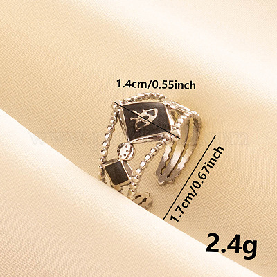 Винтажное эмалированное кольцо-манжета из нержавеющей стали 304 RZ1519-1-1