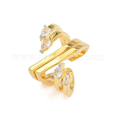 Манжеты из латуни с микро паве кубический цирконий для женщин RJEW-L132-06G-1