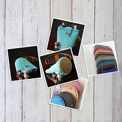 Искусственная кожа овальное длинное дно для вязания сумки&nbsp;FIND-WH0032-01A-1