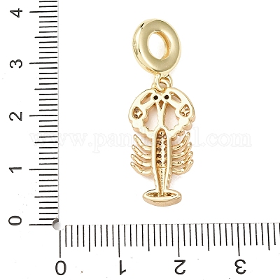 Подвески-шармы с изображением морских животных из латуни с микропаве из прозрачных кубических цирконий KK-B159-04G-02-1