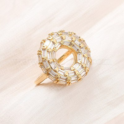 Регулируемые латунные кольца-манжеты с микропаве из кубического циркония для женщин RJEW-B139-05G-1