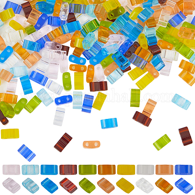 800шт 10 цвета 2-дырочные стеклянные бусины SEED-SC0001-46-1