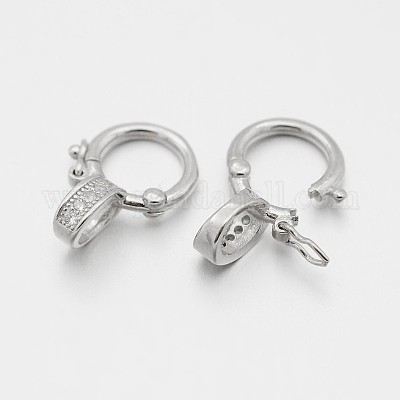 925 серебряная застежка-замочек с родиевым покрытием и фианитами с микропаве STER-M082-01B-1