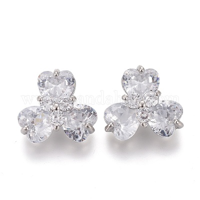 Пуговицы на хвостовике из латуни с микропейвом и прозрачным кубическим цирконием KK-H738-11P-1