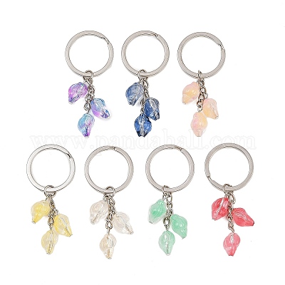 7 шт. прозрачные стеклянные брелки с аэрозольной краской KEYC-JKC01391-1