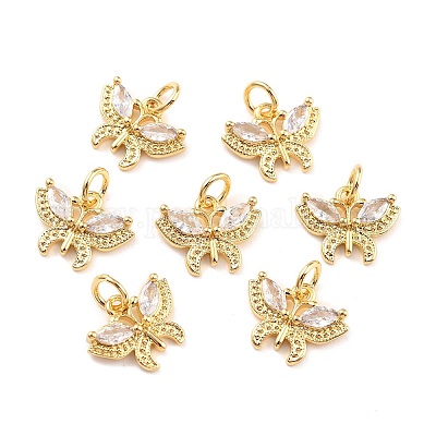 Настоящие 18k позолоченные латунные микро pave кубические циркониевые подвески ZIRC-Z023-05B-1