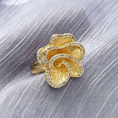 Латунные кольца-манжеты с микропаве и прозрачным цирконием для женщин RJEW-H248-05G-1