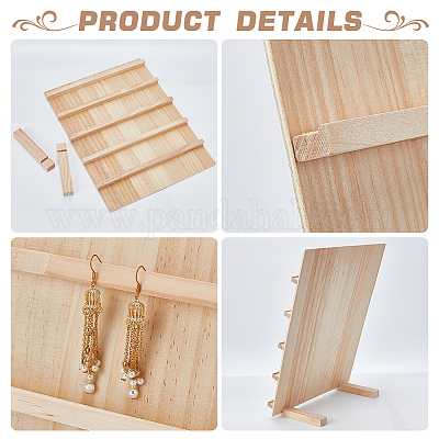 Одноуровневые прямоугольные деревянные подставки для сережек EDIS-WH0032-19-1