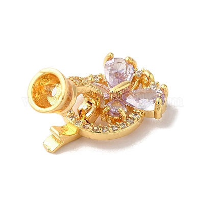 Латунные микро проложить кубического циркония раз за застежками KK-B098-06G-02-1