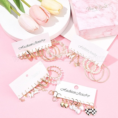 5 комплект из 5-х цветных комплектов серег-колец из сплава EJEW-FS0001-23B-1