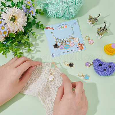 Маркеры для стежков с принтом собачьей лапы из сплава эмали для домашних животных HJEW-PH01706-1