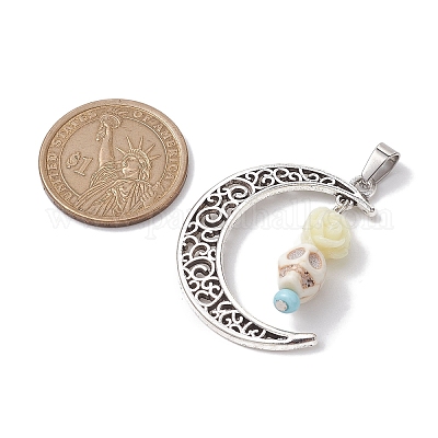 Подвески с черепом из синтетической бирюзы на Хэллоуин PALLOY-JF02650-02-1