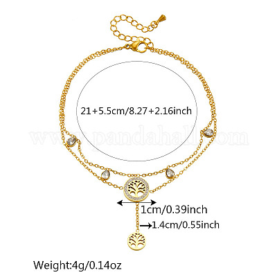 Двухслойные браслеты на ногу из нержавеющей стали 304 с кристаллами и стразами для женщин FS-WGA3011-01-1