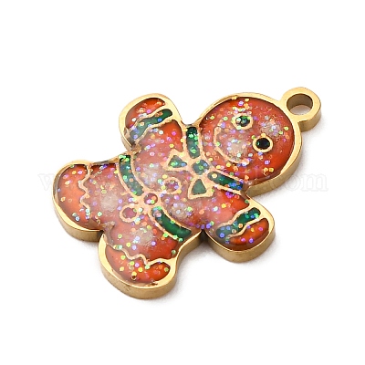 Рождественские эмалевые подвески из нержавеющей стали 304 STAS-B112-02G-05-1