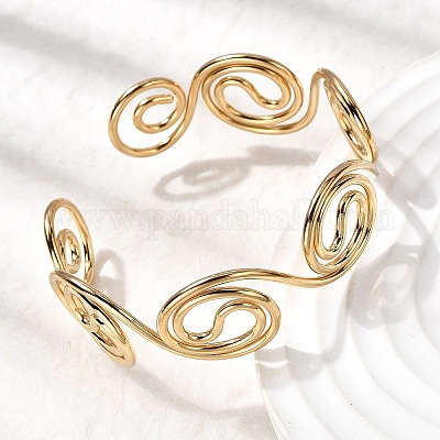 Браслеты-манжеты из нержавеющей стали 304 для женщин BJEW-Z150-01G-01-1