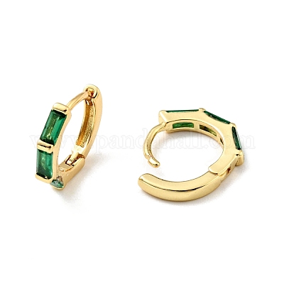 Прямоугольные серьги-кольца с кубическим цирконием EJEW-C028-24G-1