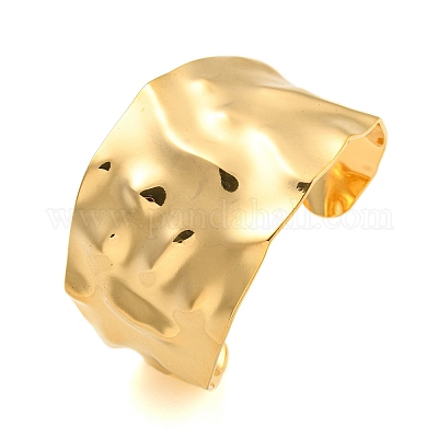 Ионное покрытие (ip) 304 текстурированные широкие открытые браслеты-манжеты из нержавеющей стали BJEW-S151-01G-01-1